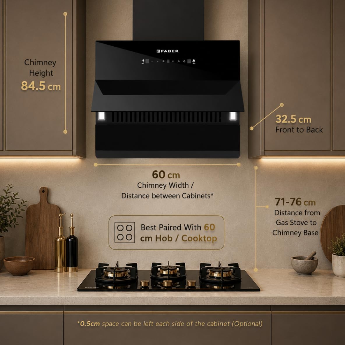 Faber Energy 60cm 1500m³/hr BLDC Autoclean Chimney|9 Speed Silent Hood|Energy Efficient|Filterless |Touch&Gesture Contro