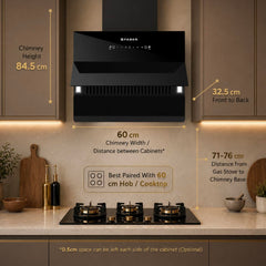 Faber Energy 60cm 1500m³/hr BLDC Autoclean Chimney|9 Speed Silent Hood|Energy Efficient|Filterless |Touch&Gesture Contro