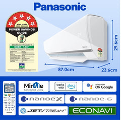 Panasonic 1 Ton 5 Star Wi-Fi Inverter Split Air Conditioner (Copper, Shield Blu Anti-Corrosion Technology, Nanoe-X Air Purification, Cs/Cu-Hu12Ykyf, White)