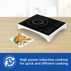Philips Viva Collection Hd4938/01 2100-Watt Glass Induction Cooktop With Sensor Touch & Full Crystal Glass (Black)
