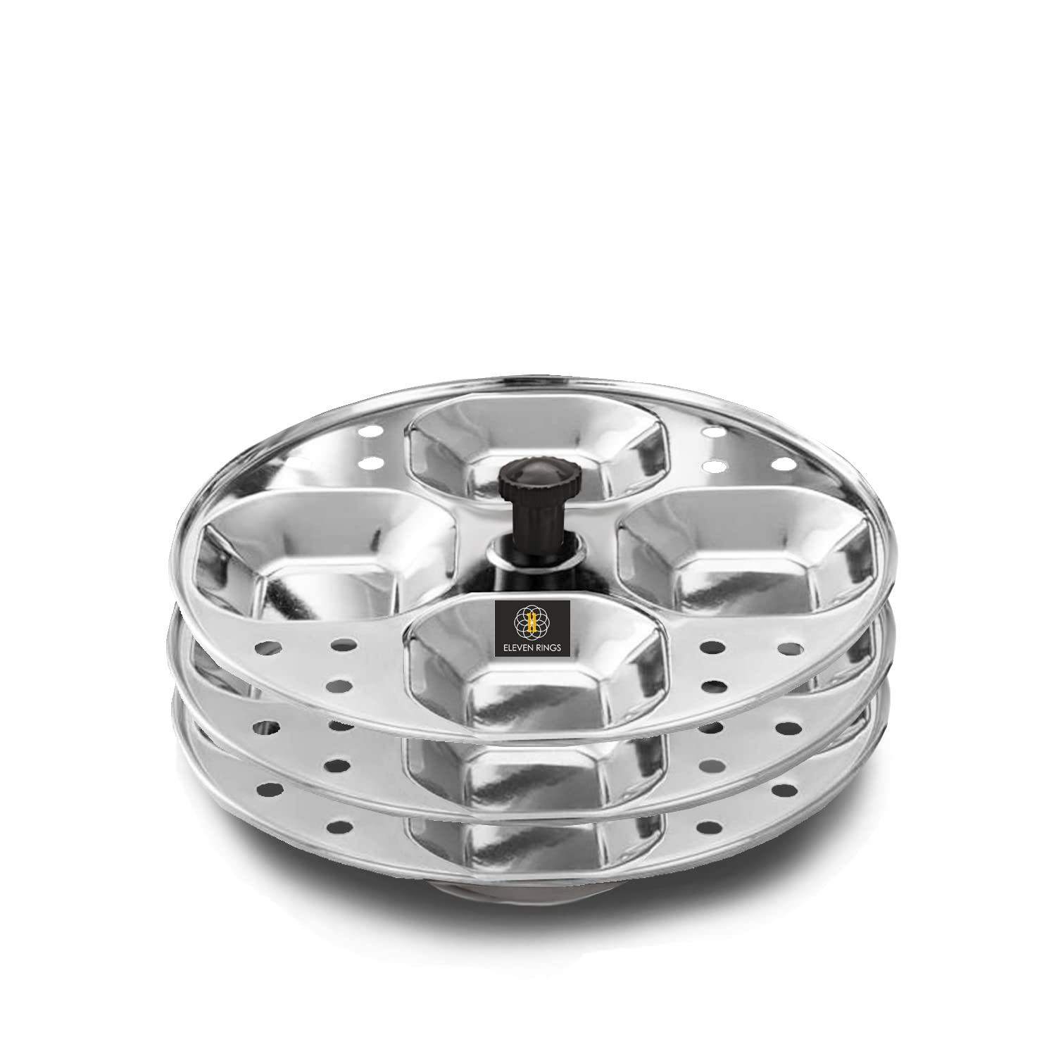 Eleven Rings 4 Plates Stainless Steel Square Idli Stand/Idli Maker Makes 16 Square Idlis at Once. (4 Plate Square Idli)