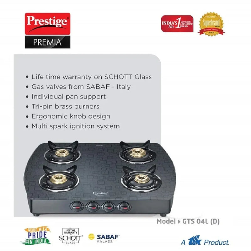 Gas Stove 4 B Glasstop Schott Gts 04