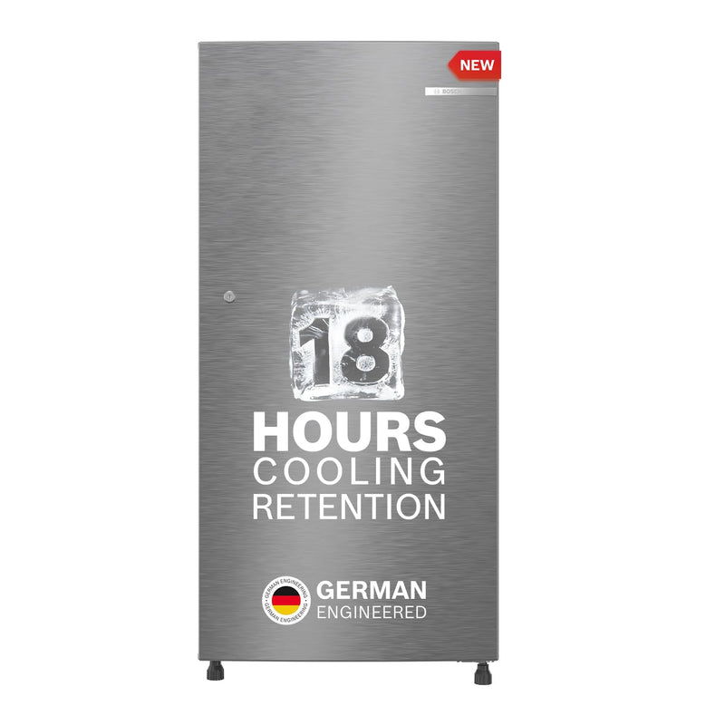 Bosch 187 L, 3 Star, Single Door Refrigerator with Industry's largest base drawer, vegetable box* & Beverage space (CST18B33PI, Feather Blue) 18 Hr Cooling Retention, 2.5x Cooling, inverter compressor