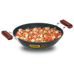 Hawkins Futura 2 Litre Deep Fry Pan, Hard Anodised Kadai with Glass Lid, Flat Bottom Kadhai, Black (AD20G)
