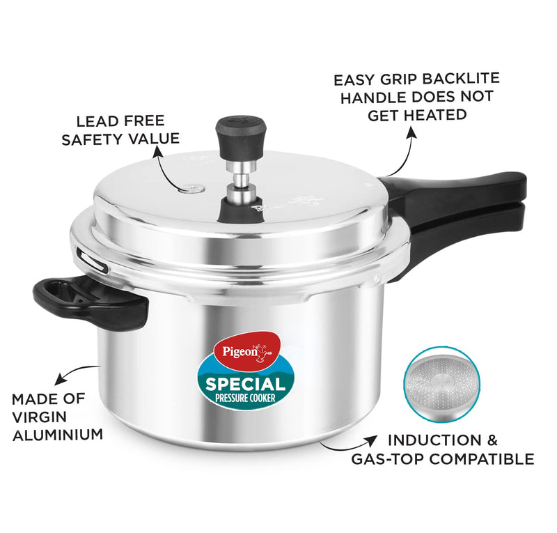 Pigeon by Stovekraft Aluminium Outer Lid Pressure Cooker (Silver)
