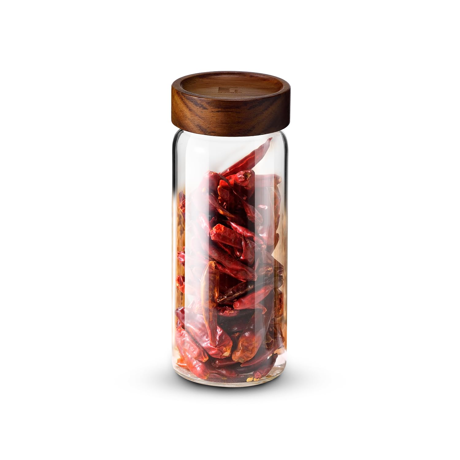 Bergner Acadia Borosilicate Glass Jars with Solid Wood Lid, Set of 2 Jars, 120ml Each, For Storing and Preserving Sugar, Flour, Tea, Coffee, Spices, Biscuits, Oats | Multipurpose Container for Kitchen