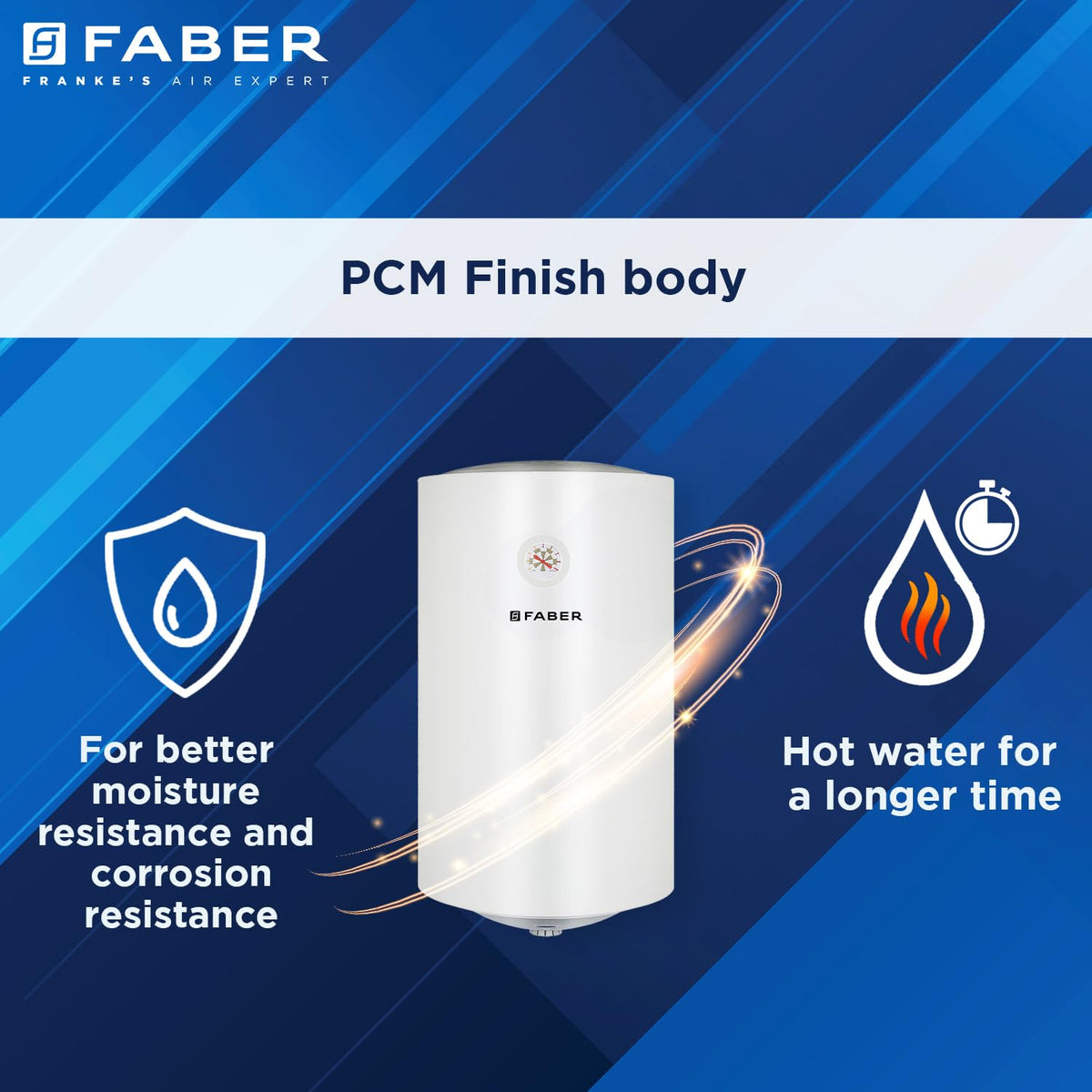 Faber Jazz Elite 35L Vertical Storage Water Geyser | Heating Indicator, 8 Bar Pressure, Titanium Glassline Coated Tank, 