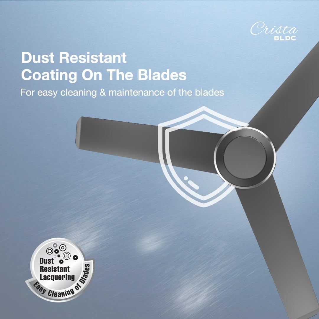 Havells 1200mm Crista BLDC Motor Ceiling Fan | Premium Finish with RF Remote, 100% Copper, Upto 60% Energy Saving | Low Noise: 55dB, 2 Year Warranty, Dust Resistant | (Pack of 1, Slate)