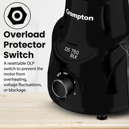 CROMPTON DS 750W Mixer Grinder- 750W Powertron Motor for faster grinding results | Motor Vent-X for durability | 4 Jars (1.5L with FF, 1.5, 1L, 0.4L) 2 Years Warranty on Product & Motor.