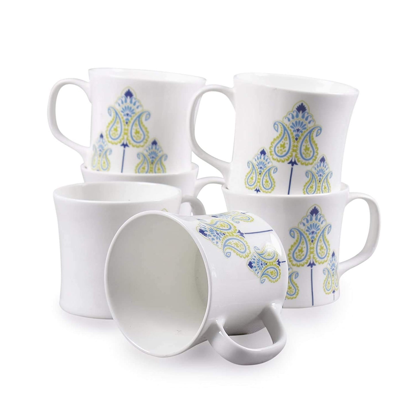 Clay Craft Bone China Liza Mw Coffee Mug Set, 150Ml, Multicolor, 6 Piece, Tea Cup Set of 6, Microwave & Dishwasher Safe, Mugs for Coffee, Cups Set of 6, Mug Set, Gift Set, Ideal for Gifting