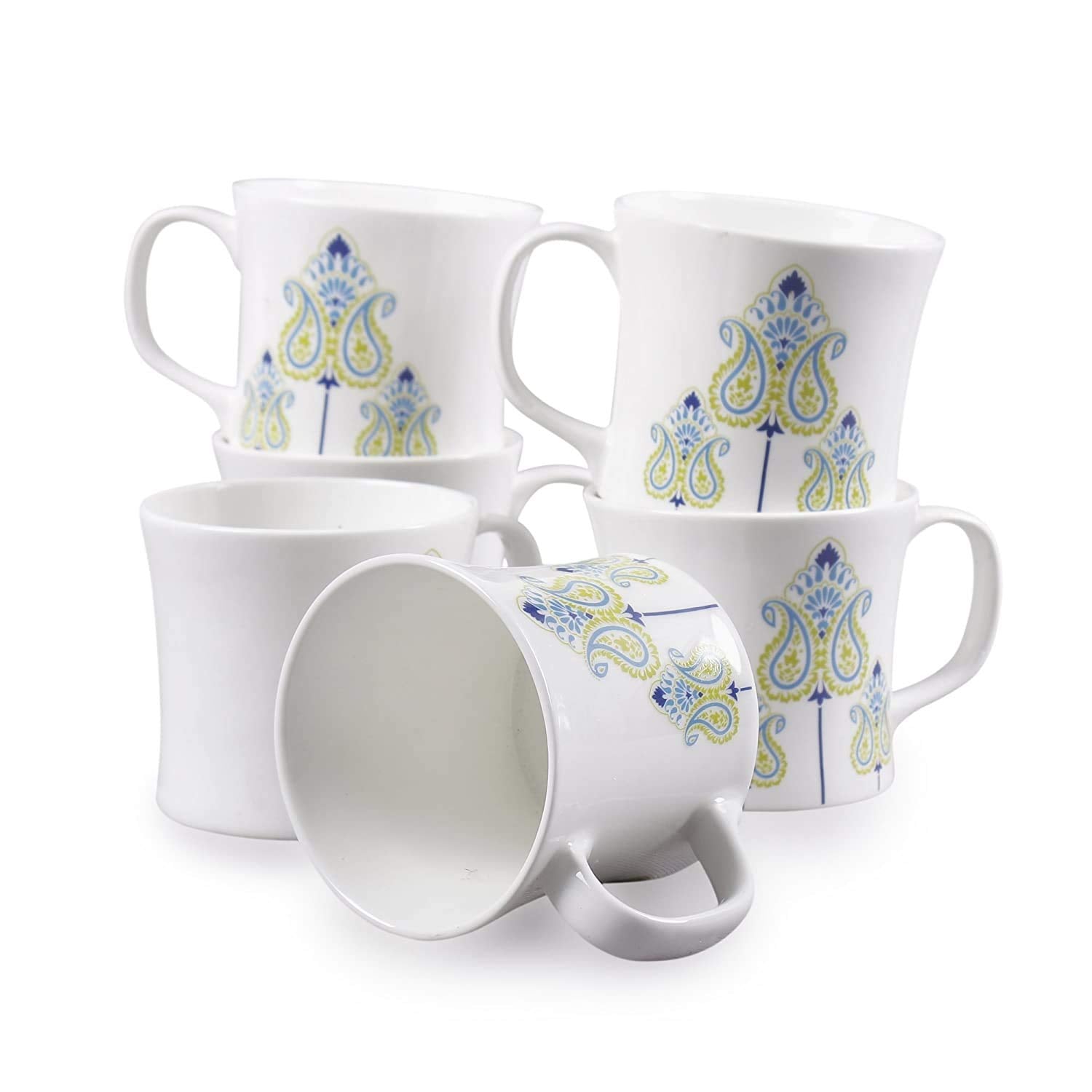 Clay Craft Master Fine Ceramic Floral Printed Coffee/Tea Mug Set of 6 - 180 ml each