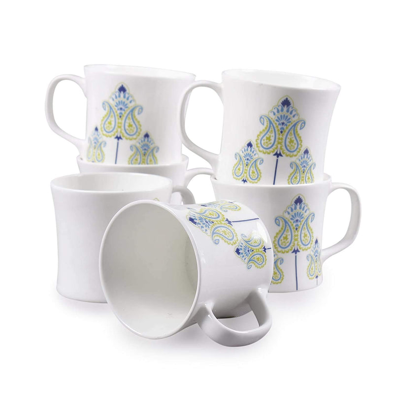 Clay Craft Master Fine Ceramic Floral Printed Coffee/Tea Mug Set of 6 - 180 ml each
