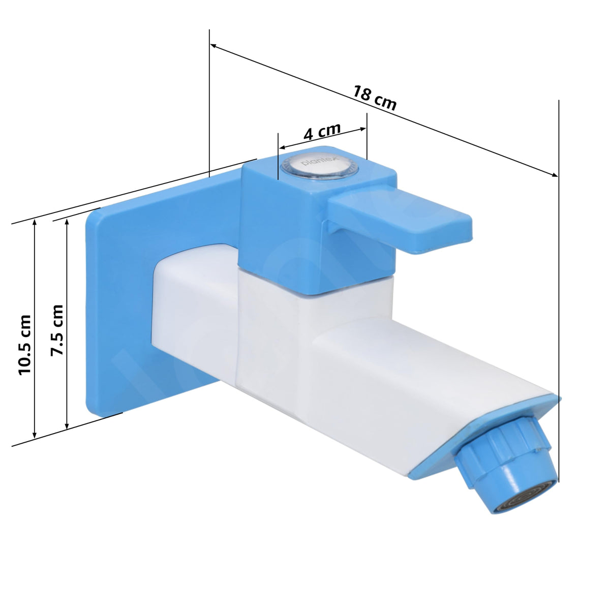 Plantex Single Lever Bib Cock for Bathroom/PTMT Kitchen Sink Tap/Basin Faucet with Plastic Wall Flange - Long Body (Blue & White)-3