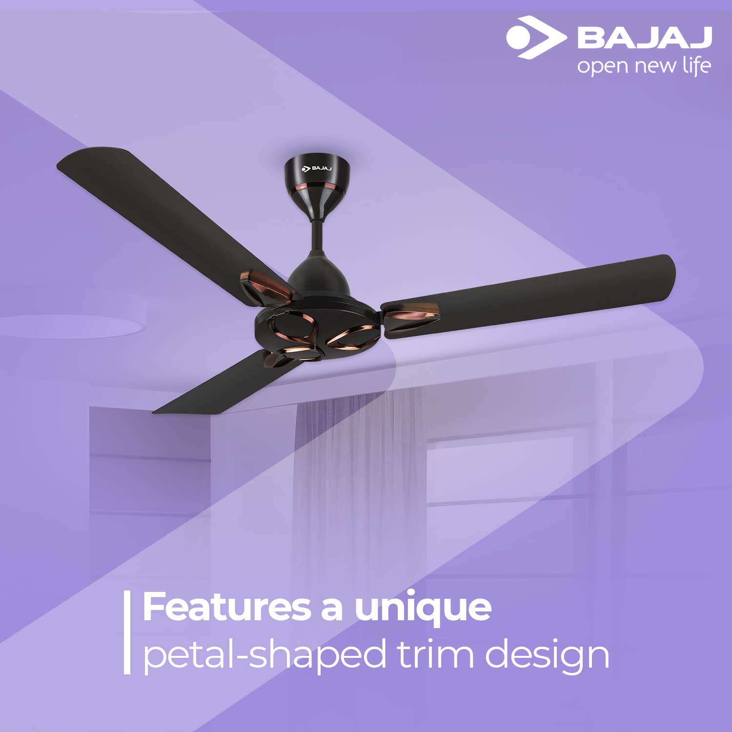 Bajaj Novella 1200MM Ceiling Fan for Home | Anti-Viral & Anti-Bacterial Coating | High Air Delivery | 2-Yrs Warranty 【Elegant Brown】