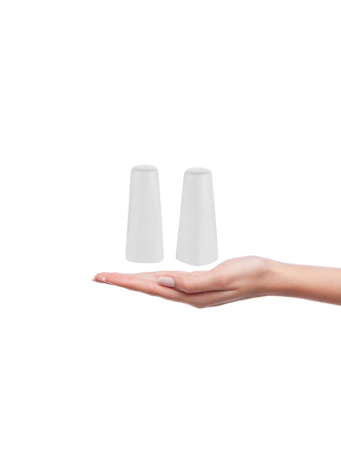 Clay Craft Basics Cruet Set/Salt and Pepper Shaker, Tower Look, White Ceramic, 2 Pcs