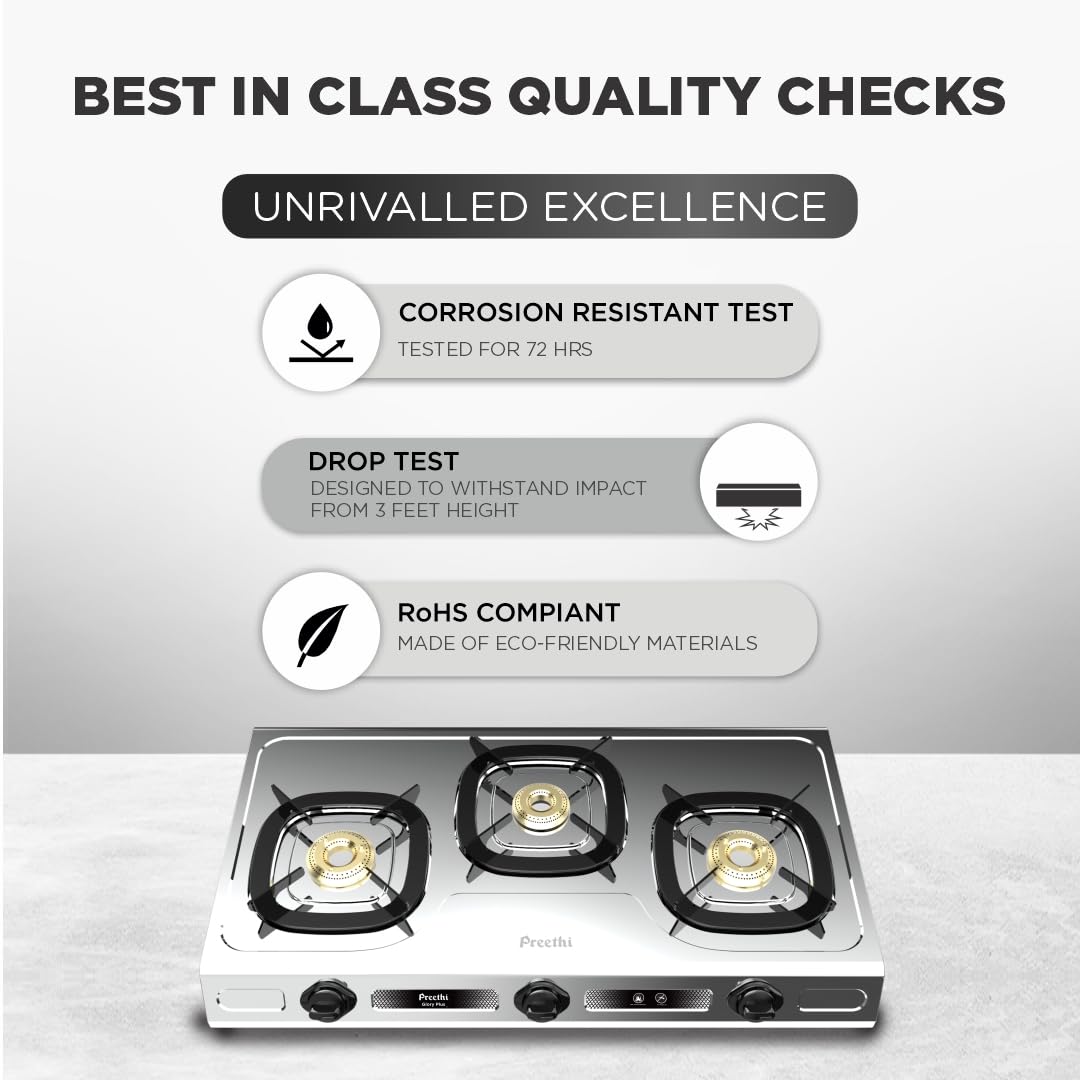 Preethi Glory Plus 3 Burner Gas stove