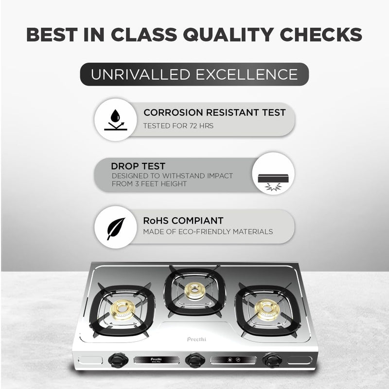 Preethi Glory Plus 3 Burner Gas stove