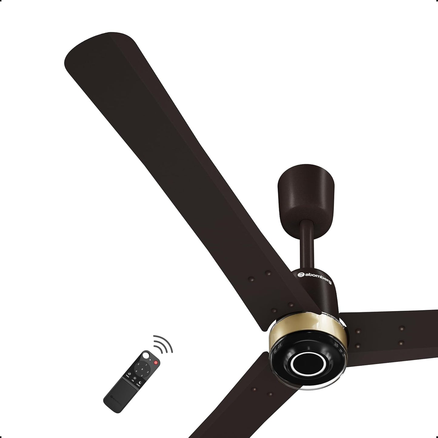 atomberg Renesa Elite 1200mm BLDC Ceiling Fan with Remote Control | 5 BEE star | High Air Delivery with Moonbeam LED Light | New Sleek Design | Newly Launched | 5 Year Warranty | Blaze Brown