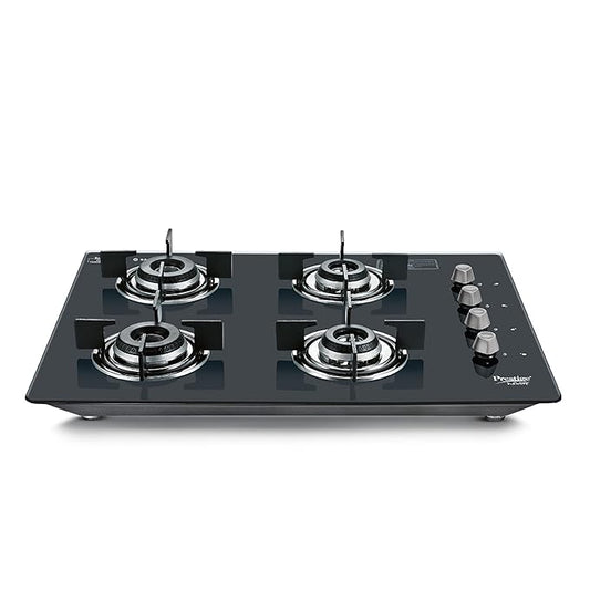 Prestige Desire Hobtop PHTD 04 AI Black L P Gas Table(with 8mm Thick Superior Toughened Glass Top, 4 Sabaf Burners, Auto Ignition)