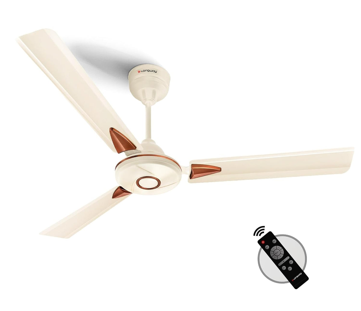 LONGWAY Aero 1200 mm BLDC Ceiling Fan with Remote | BEE 5 Star (Ivory)