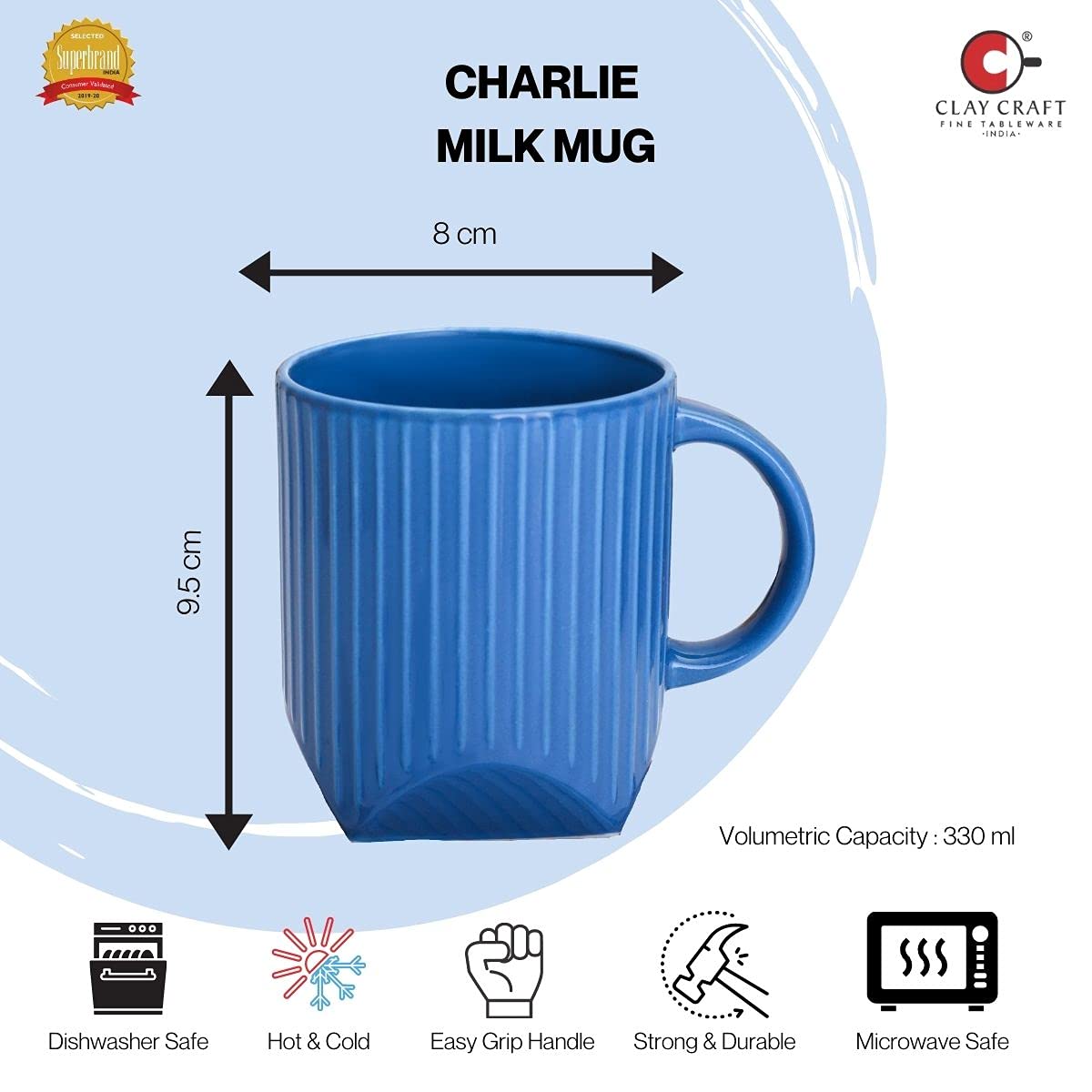 Clay Craft - Charlie Milk Mug, 1-Piece, 300ml, Crème CH6