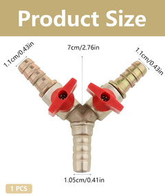 Gas Pipe Connector, Y-Shaped 3-Way Valve with Switch for Regulator,Pipe Fitting for Garden, Shipbuilding, Construction, Automotive ﻿