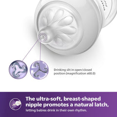 Philips Avent Natural Response Plastic Baby Bottle - 260ml Baby Milk Bottle with AirFree Vent (Clear, B0BWFN9QCB)