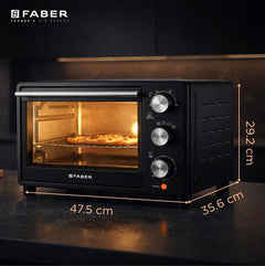 Faber FOTG 24L Neo|1500 Watts OTG|Bake,Toast, Grill| 4 Stage Functions,Upper & Lower Heating|Cool-Touch Handle, Heat Resistant Glass, Indicator Light, Auto-Shut, Ready Bell| Removable Crumb Tray