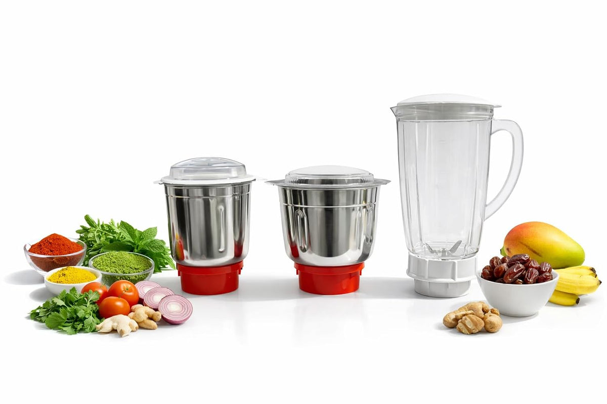 800ml, 1 Litre & 1.5 Litre Mixer Grinder Jar Set | Multipurpose Use | Compatible with Maharaja Whiteline (Selected Models Only) | Not Universal