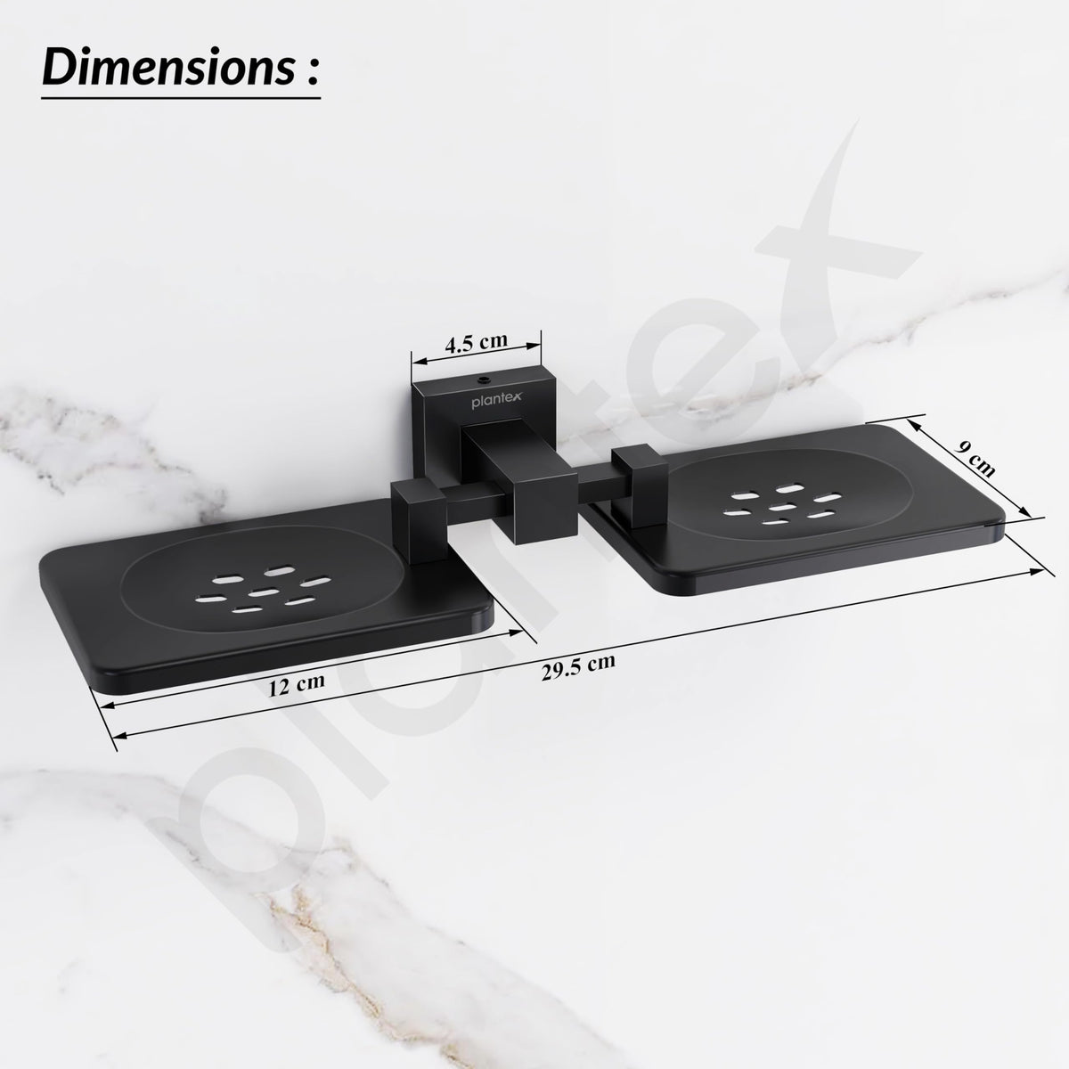Plantex 304 Grade Stainless Steel Double Soap Holder Stand for Bathroom and Wash Basin/Bathroom Accessories - Splash (Black)-3