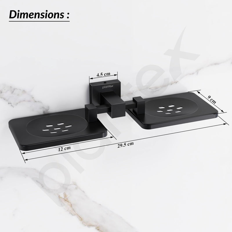 Plantex 304 Grade Stainless Steel Double Soap Holder Stand for Bathroom and Wash Basin/Bathroom Accessories - Splash (Black)-3