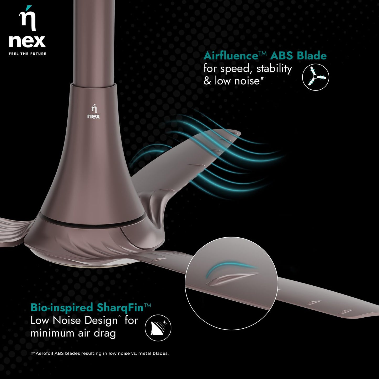 NNEX by BAJAJ Dryft A90 BLDC 1200 MM | 5 Stars Rated Premium Ceiling Fan With Remote Control | 20%* Higher Air Thrust | Airfluence ABS Blade For Low Noise | 2-Yr Warranty Free Installation 【Chestnut】