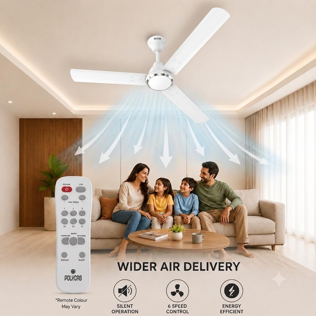 Polycab Aerorush BLDC 1200 mm Ceiling Fan with Remote | 5 Star-4