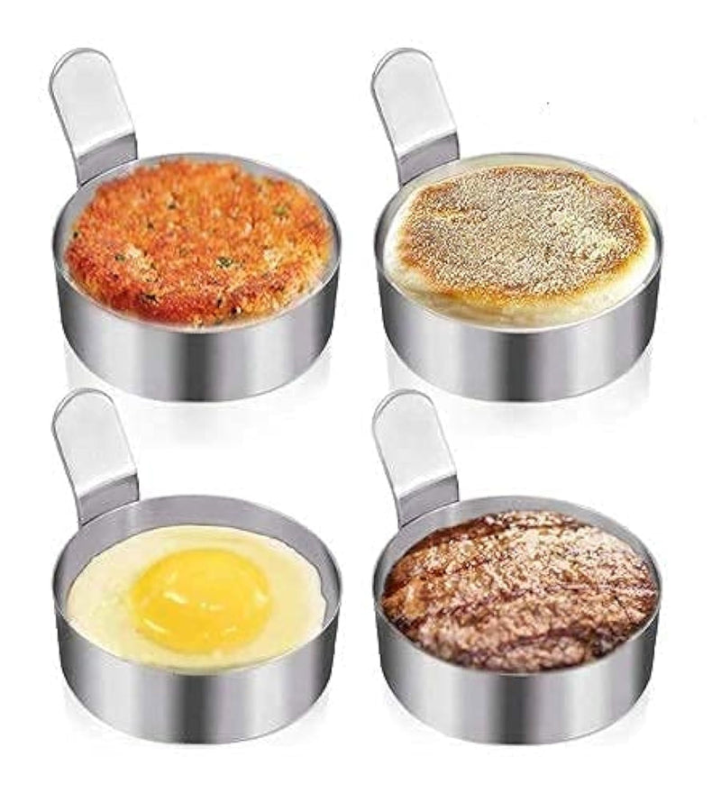 Dynore Stainless Steel Round Egg Ring With Handle Medium- 5 inch,12.5X12.5X12.5 Cm
