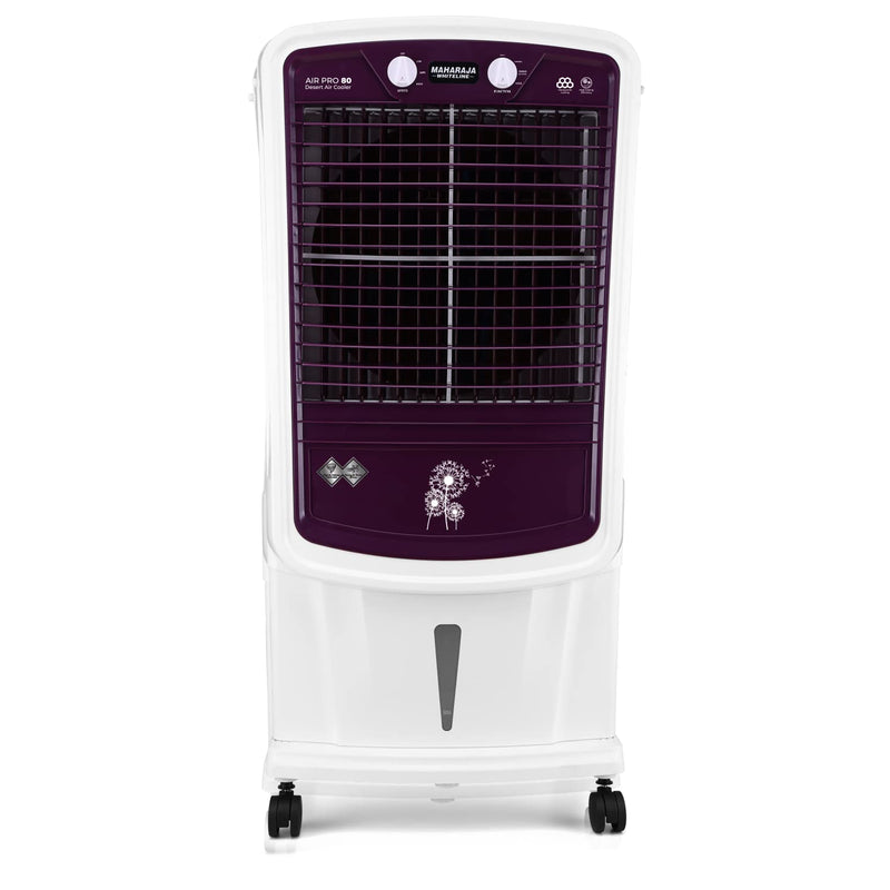 Maharaja Whiteline AIR PRO 80 Air Cooler with 80 ltr Large Tank Capacity, 190W (White & Royal Purple)