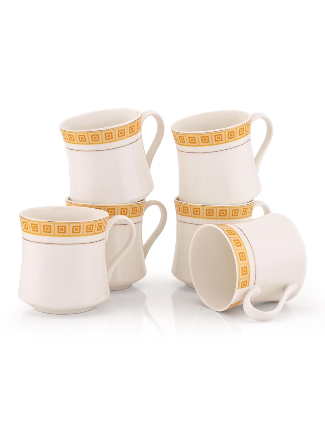 Clay Craft Fine Ceramic Tea/Coffee Cup Set of 6-200 ml Each (Regal R104), Tea Cup Set of 6, Microwave & Dishwasher Safe, Mugs for Coffee, Cups Set of 6, Mug Set, Gift Set, Ideal for Gifting