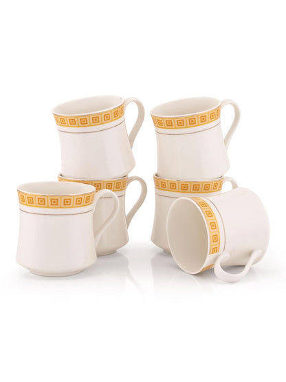 Clay Craft Fine Ceramic Tea/Coffee Cup Set of 6-200 ml Each (Regal R104), Tea Cup Set of 6, Microwave & Dishwasher Safe, Mugs for Coffee, Cups Set of 6, Mug Set, Gift Set, Ideal for Gifting
