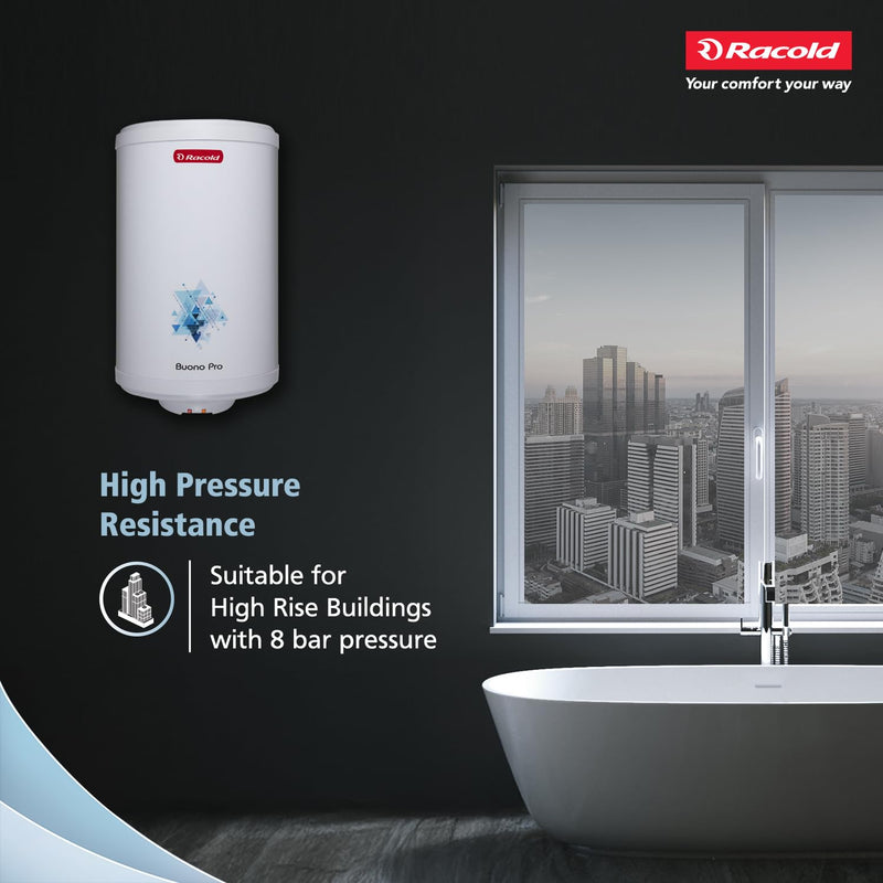 Racold Buono Pro NXG 15L ABS Body 5 Star Water Heater (Geyser) - 7 Yrs Tank Warranty, Corrosion Prevention With Superior Titanium Enameled Tank Coating, Suitable for Buildings, for elegant aesthetics