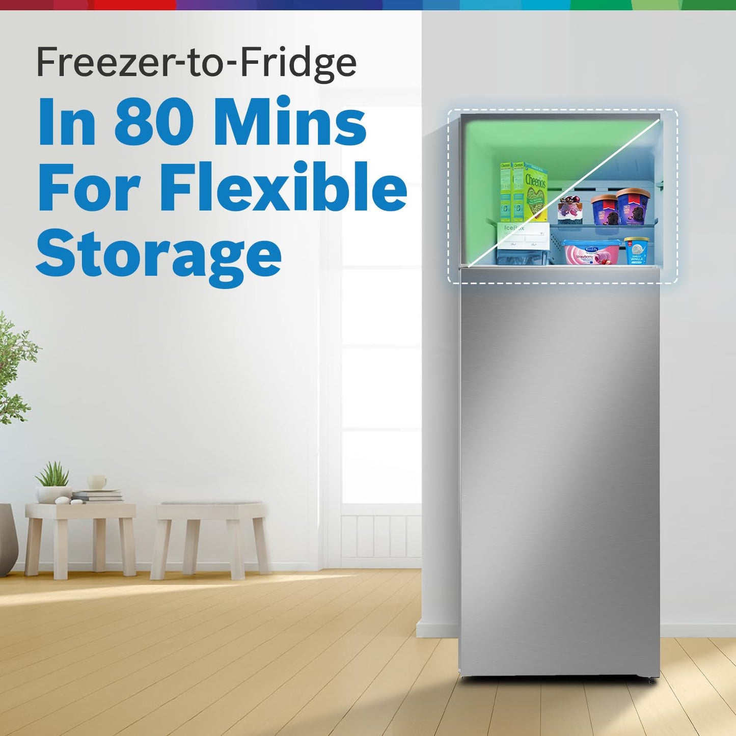 Bosch 368L, 3-Star, Inverter Frost free Double Door Refrigerator (2025 Model, CTC39K03NI, 6-in-1 Convertible, 18 Hours Cooling Retention, Digital Display, Super Freeze, 80min Convert, Smoky Steel)
