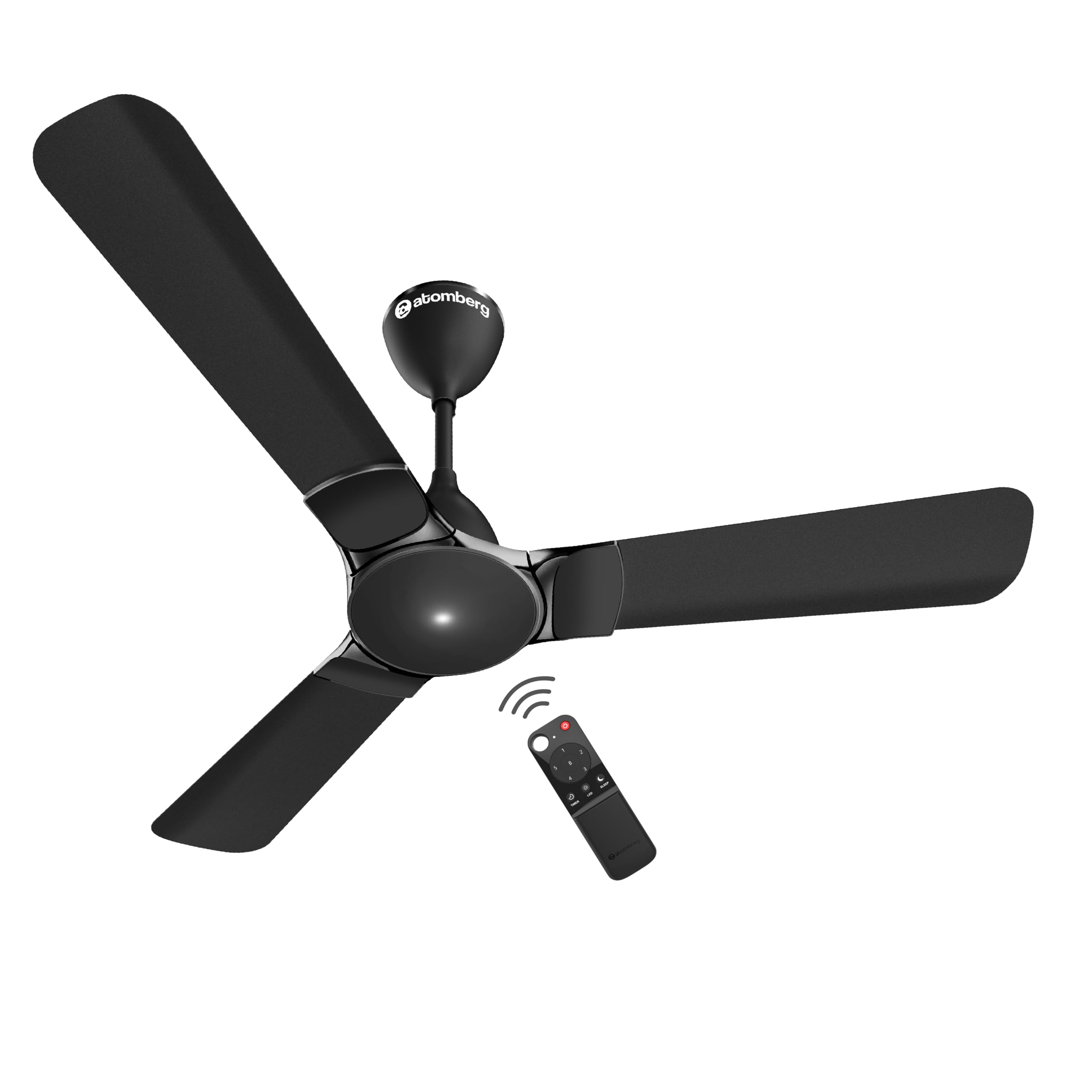 atomberg Erica Artesta 1200mm India's No.1 BLDC Ceiling Fan with Remote | BEE 5-star | Best Air Delivery | Low noise | LED Speed Indicator | 3 Years Warranty| Midnight Black