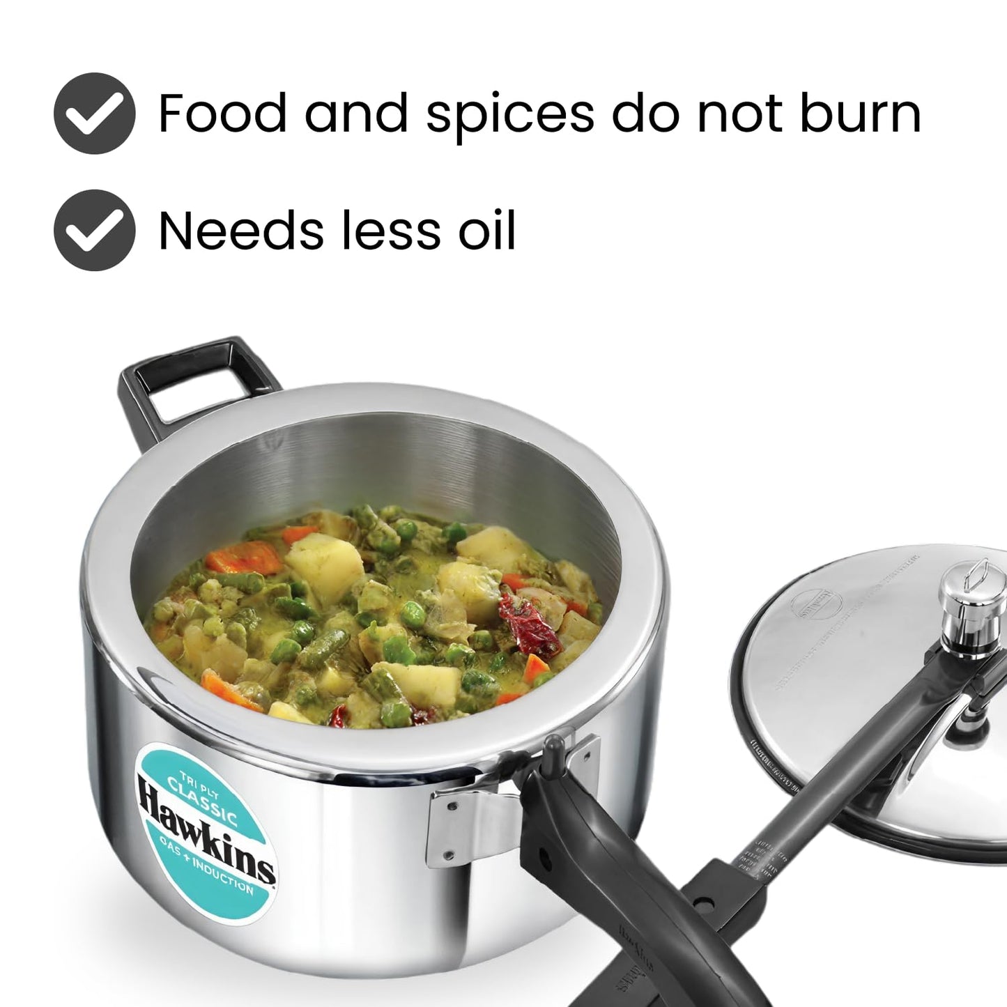 Hawkins Triply 4 Litre Classic Pressure Cooker, Triply Stainless Steel Induction Inner Lid Cooker & Tall Design, Silver (SSTCL40)