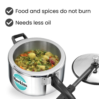 Hawkins Triply 4 Litre Classic Pressure Cooker, Triply Stainless Steel Induction Inner Lid Cooker & Tall Design, Silver (SSTCL40)