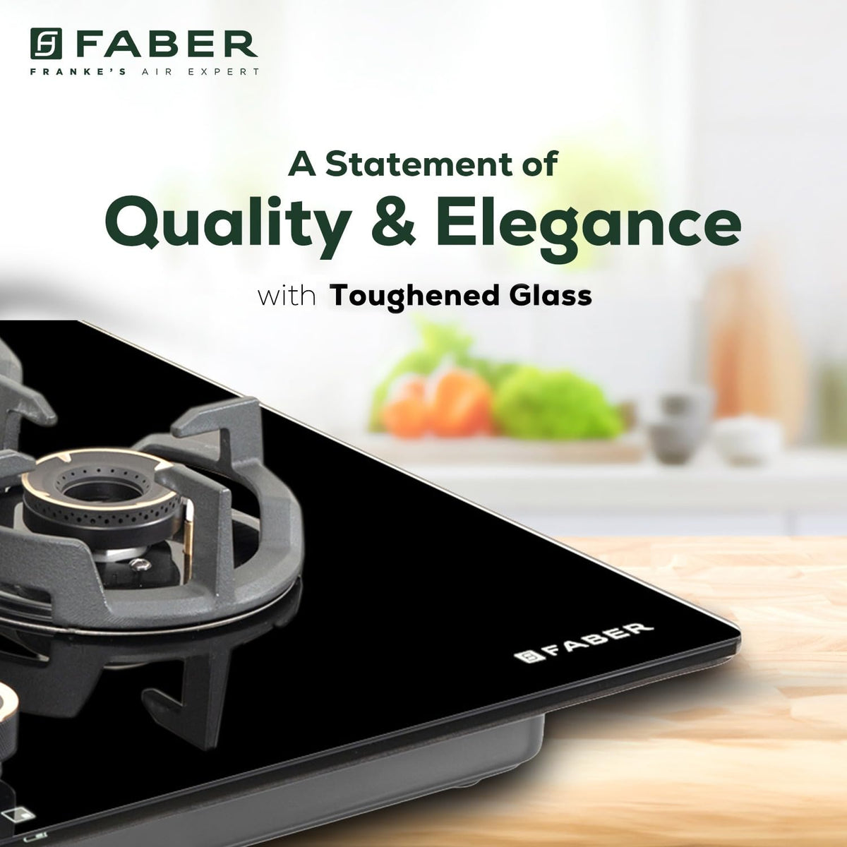 Faber 70Cm 3 Burner Hob|Auto Electric|Built-In Or Hobtop|Brass Burners|Cast Iron Pan Support|Glass Matt Finish|Metal Kno