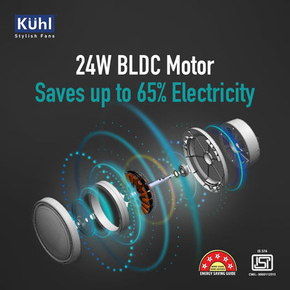 KUHL Arctis A1 600 mm BLDC 65% Power Saving BLDC Ceiling Fan With Remote | BEE 5 Star Rated & ISI Marked | High Air Flow | 5 Year Brand Warranty on Motor | Espresso