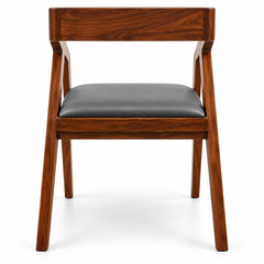 Solid Sheesham Wood Cafe Arm Chair with Grey Upholstered Seat, Modern Wooden Accent Chair for Living Room and C