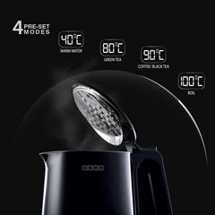Usha ICHEF Programmable Kettle 2000 Watt| 1.5L | Digital LED Display & Touch control | Double wall for protection from hot exterior| 4 Pre-set modes| Safety with auto cut off | 2 Years Warranty(Black)