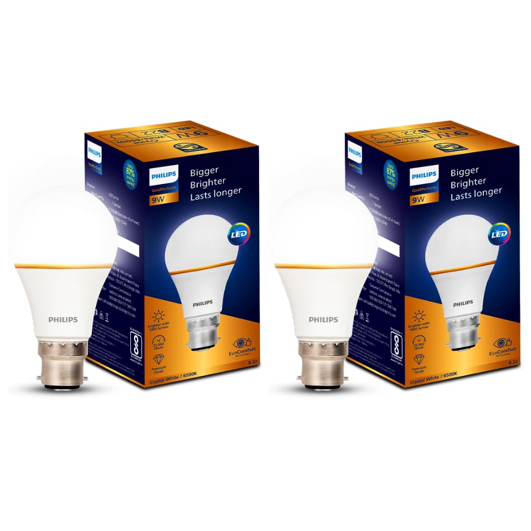 Philips 9W LED B22 Bulb - Bigger & Brighter LED Bulb for Home (Pack of 2)