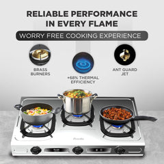 Preethi Glory Plus 3 Burner Gas stove