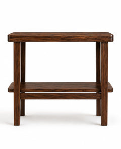 Solid Sheesham Wood C Shape Side Table for Living Room | Modern Sofa End Table | Wooden Laptop Table for Bed | 