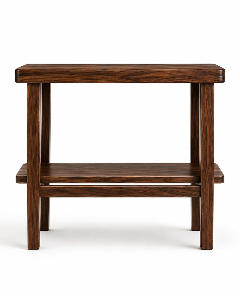Solid Sheesham Wood C Shape Side Table for Living Room | Modern Sofa End Table | Wooden Laptop Table for Bed | 